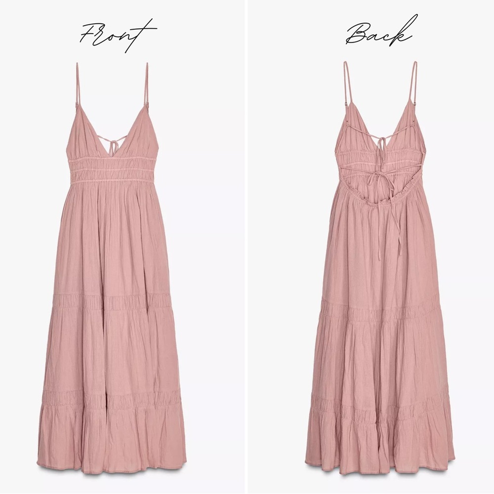 (NWT) Zara - pink cotton gauze maxi dress - Picture 7 of 8